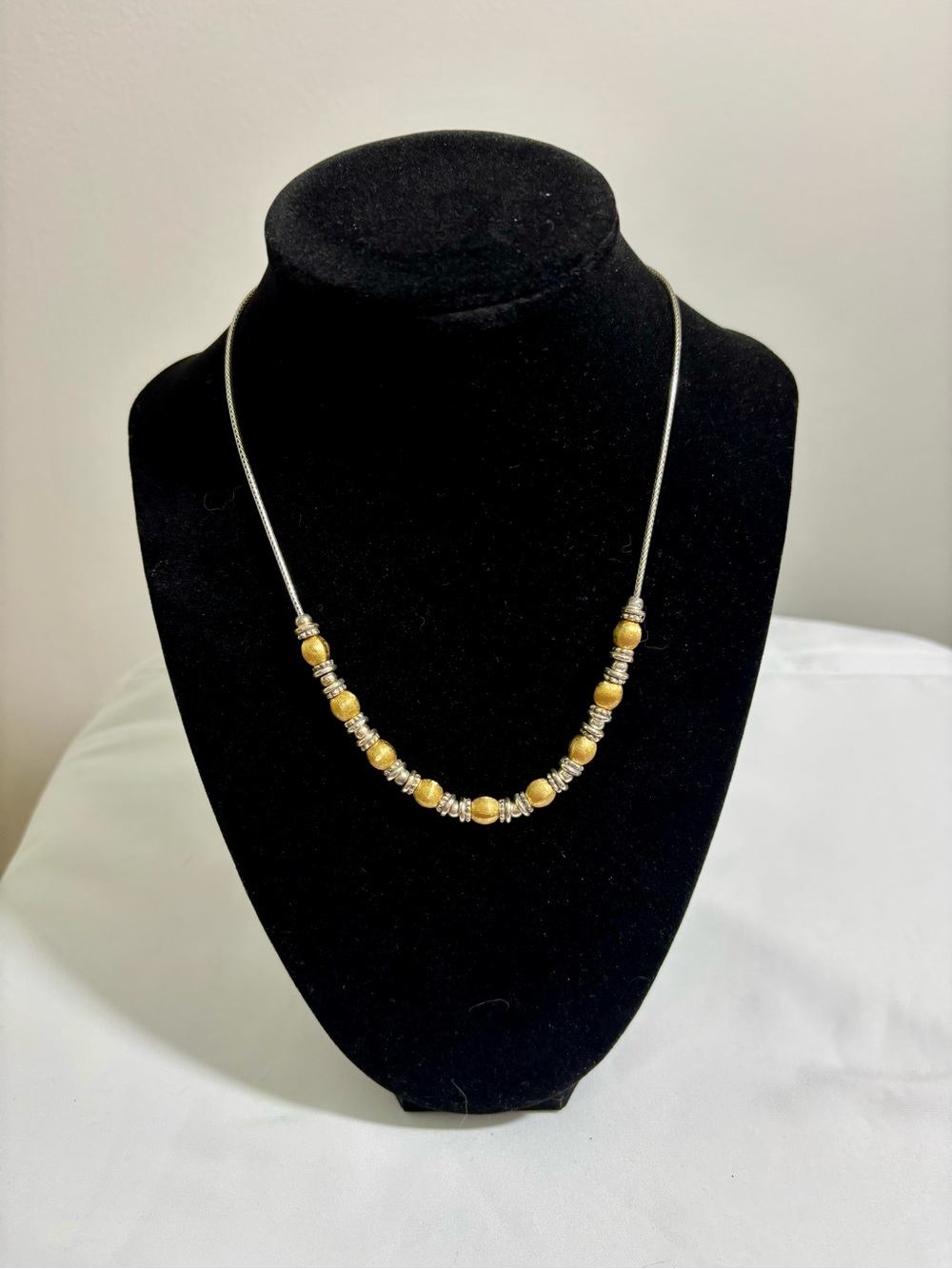 Vintage Brighton Milan Two-Tone Gold and Silver Beaded Chain Necklace-